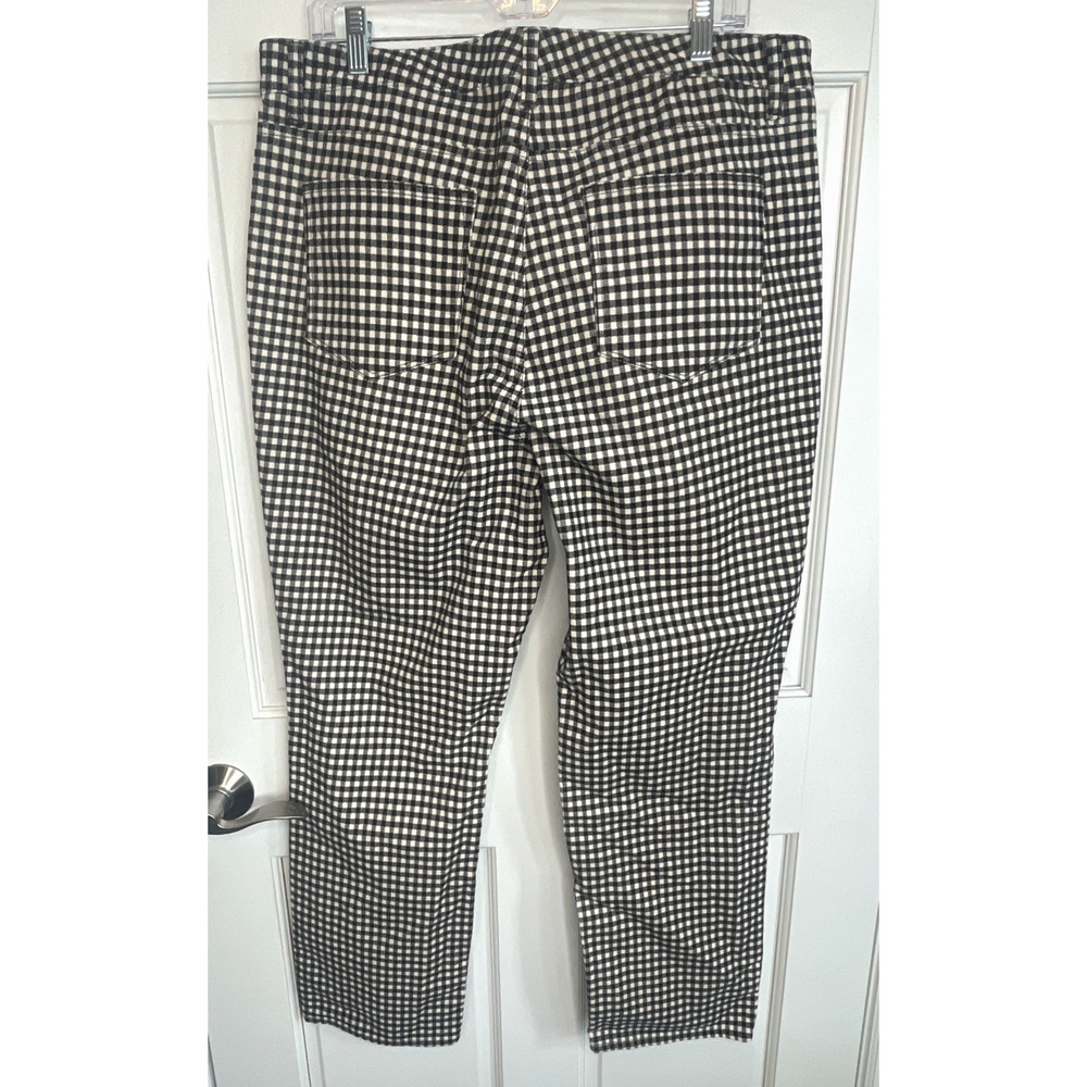 Talbots Women's High-Waist Straight-Leg Corduroy Pants Sz 16P Blk & Cream Plaid - Picture 6 of 12